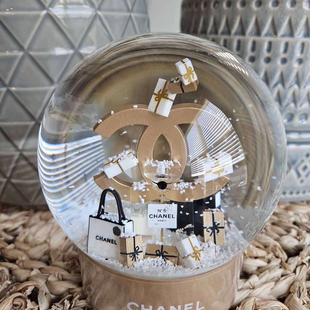 Chanel #5 Gorgeous  Snow Globe with Gold base
